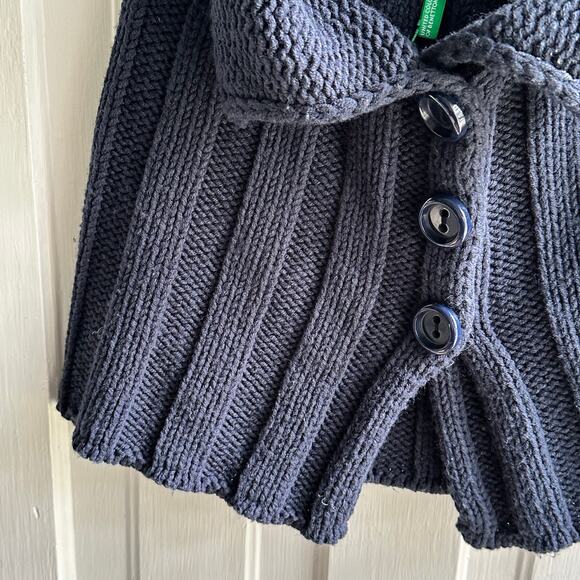 United Colors of Benetton Sweater Cape Navy Blue 3-4 Yrs Wool Blend NWT - Picture 4 of 10
